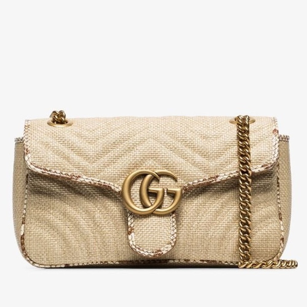 SOLD▪️Gucci Marmont Raffia Snake Crossbody Bag - Picture 11 of 15